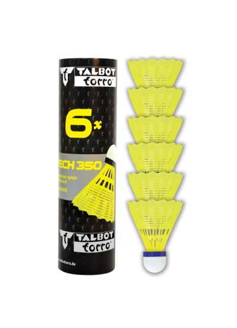 Badmintonball Tech 350, Nylonfederball, 6er Dose